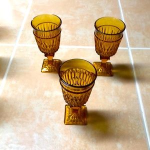 Tiara glassware goblets 3  1/2 inches high, amber